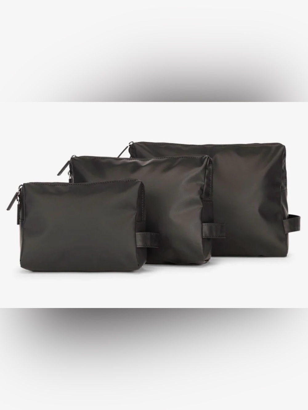 Calpak Water Resistant Zip Pouch Set (3 Pieces) in Black